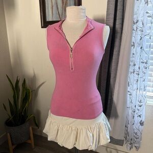 Elegant Pink Zip-Up Tank Top